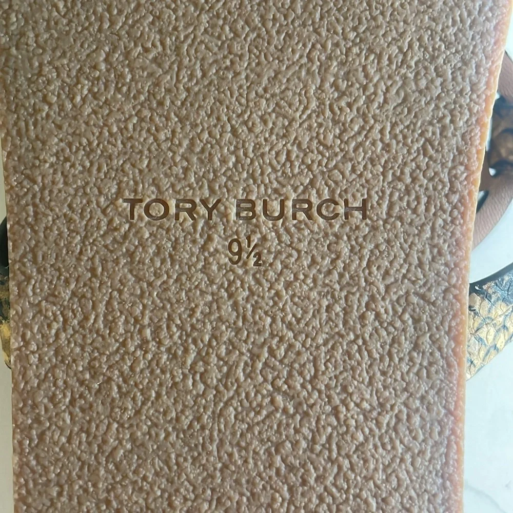 Tory Burch Brown Snake-Print Miller Thong Sandals